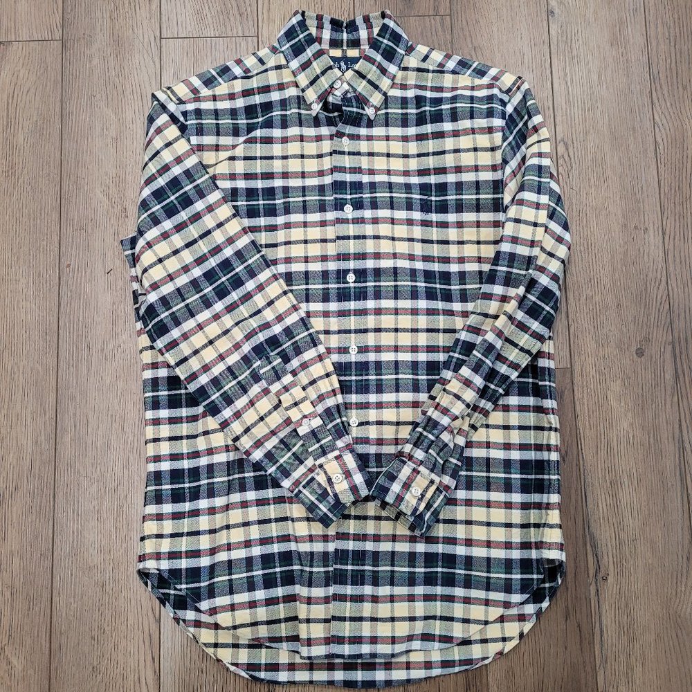 Vintage Ralph Lauren Polo Button Up Sz 15.5 (32-33) Men Multi Color Plaid